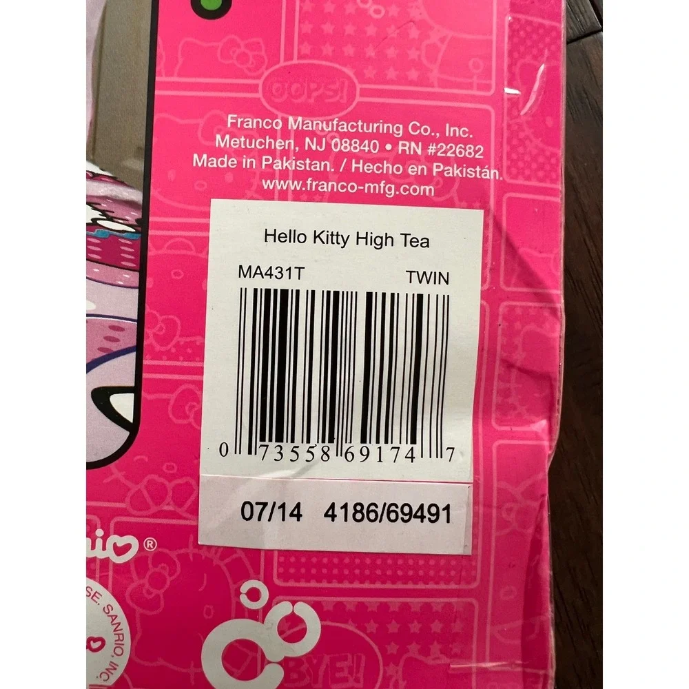 Sanrio Hello Kitty High Tea Twin Sheet Set Pink Bedding 3pc New
